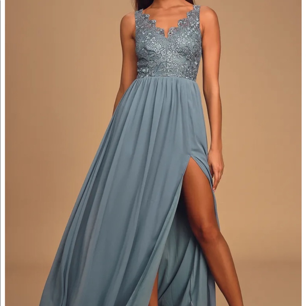 Lulus slate blue maxi dress